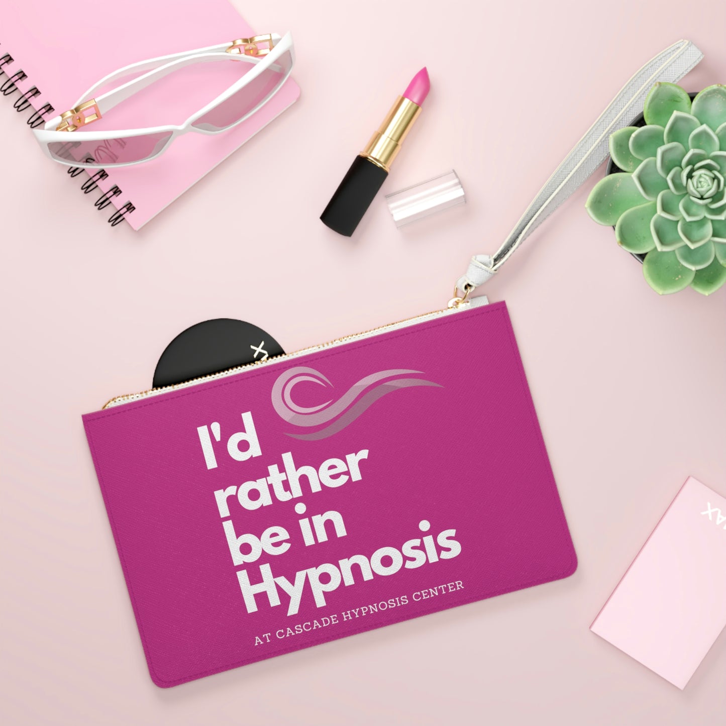 I'd rather be in hypnosis Vegan Leather Clutch Bag in hot pink